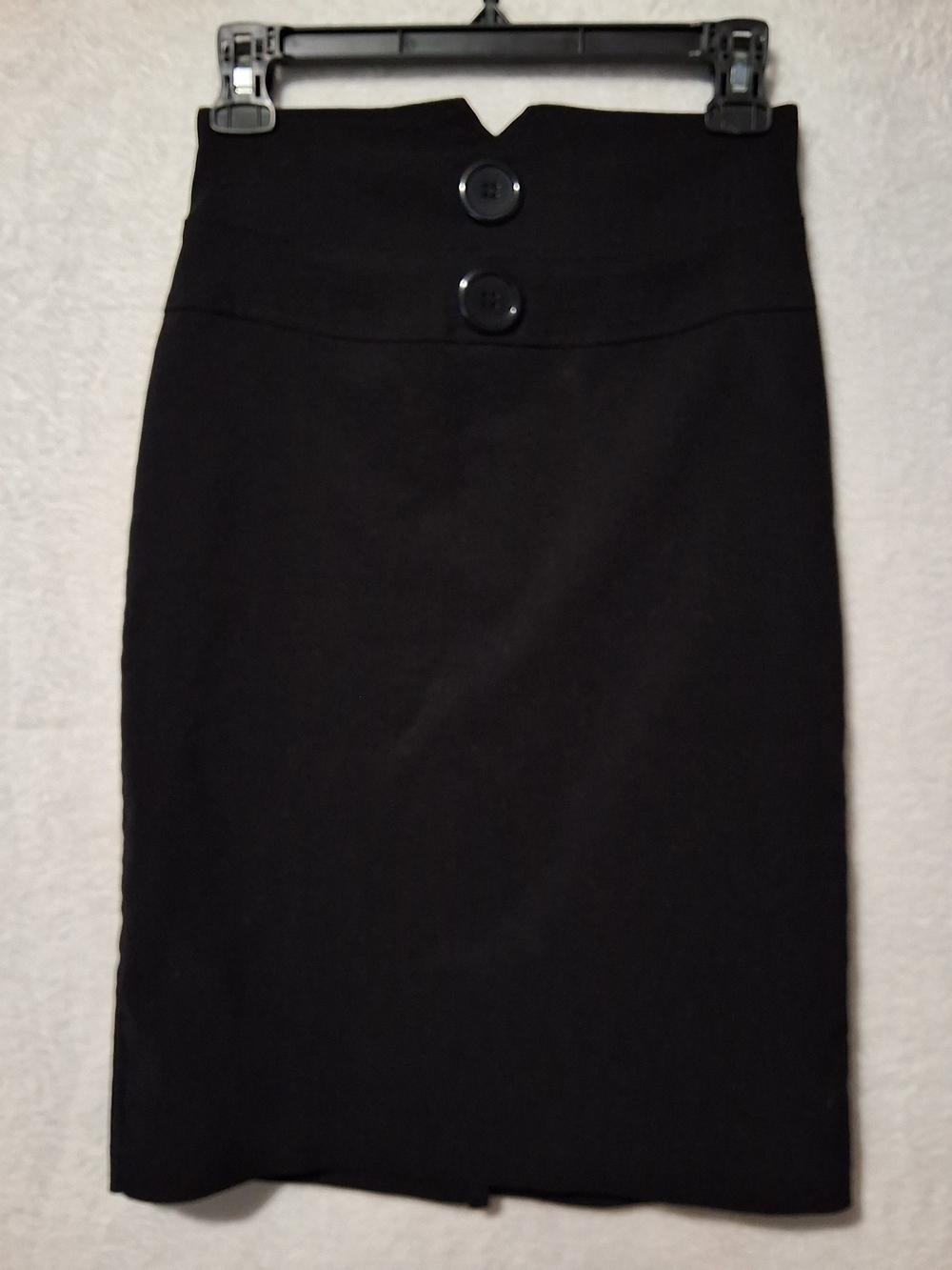 Spring Street Black High-Waist Pencil Skirt with Button Accents